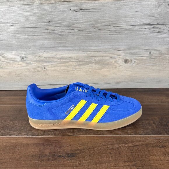 adidas Gazelle Indoor Mens Size 10.5 Blue Pure Sulfur Gum JQ2691 - Picture 3 of 9